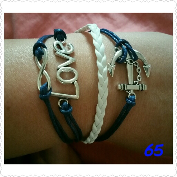Infinity Love Anchor Leather charm bracelet