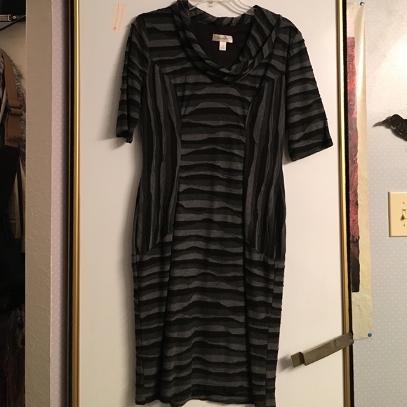 Black and gray sweater dress