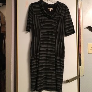 Black and gray sweater dress