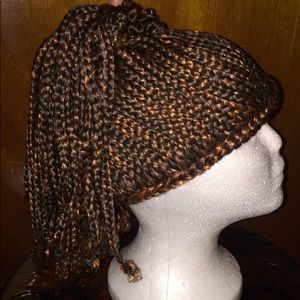 Braided weave brown and black hat