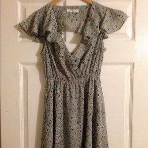 BCBG pattern light turquoise dress