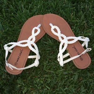 White braided sandals