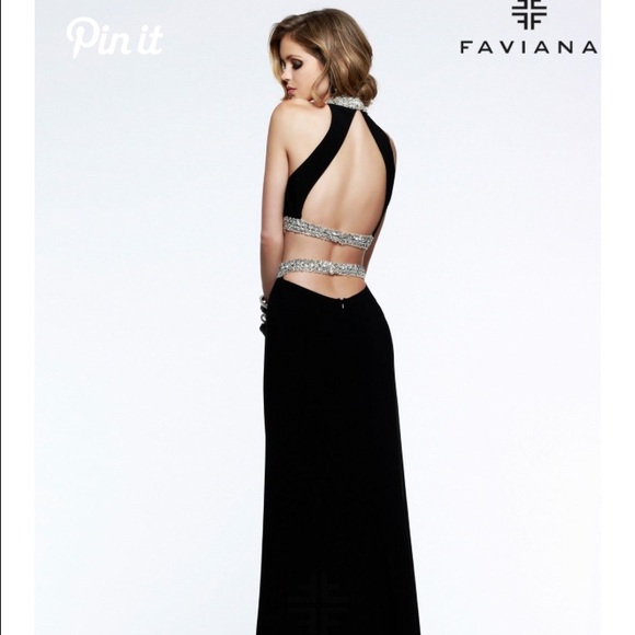 Authentic Two Piece Red Faviana Gown Prom Formal - Picture 3 of 4