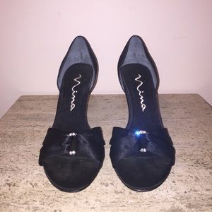 Nina Black Satin Dress Shoe