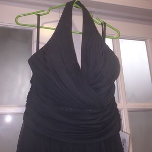 Long charcoal gray chiffon dress