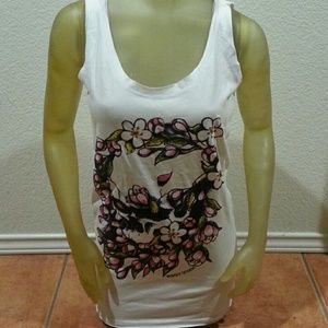 Skull in Flowers Womens Tank Top 34" chest
