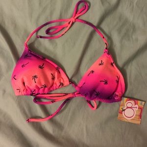 Small pink and purple palm tree bikini top