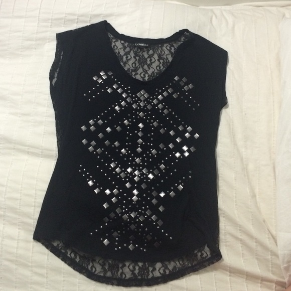 Express lace/studded black top