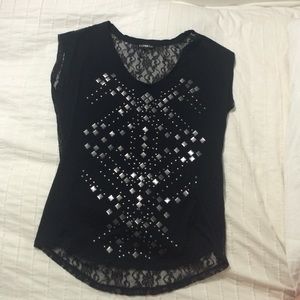 Express lace/studded black top