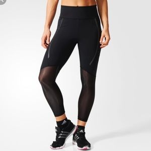 Adidas Black Mesh + Printed Leggings, Size Small