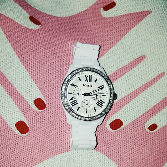 White Fossil Watch