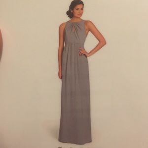 Pewter crinkle chiffon dress