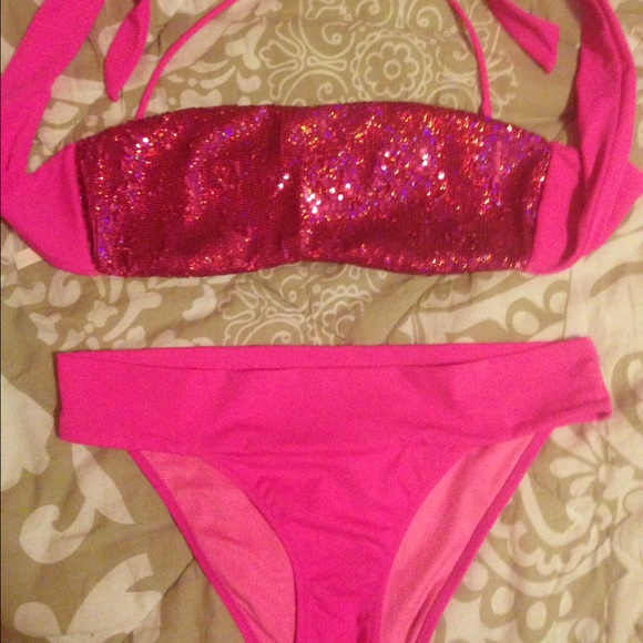 Victoria's Secret, hot pink sequin bikini.