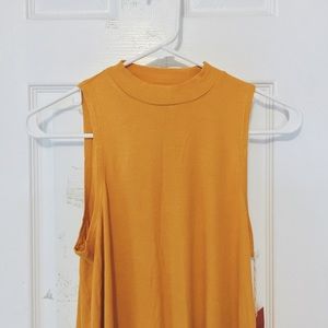 YELLOW MOCK NECK TANK TOP