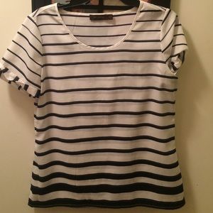 Dress shirt. Navy and white stripped