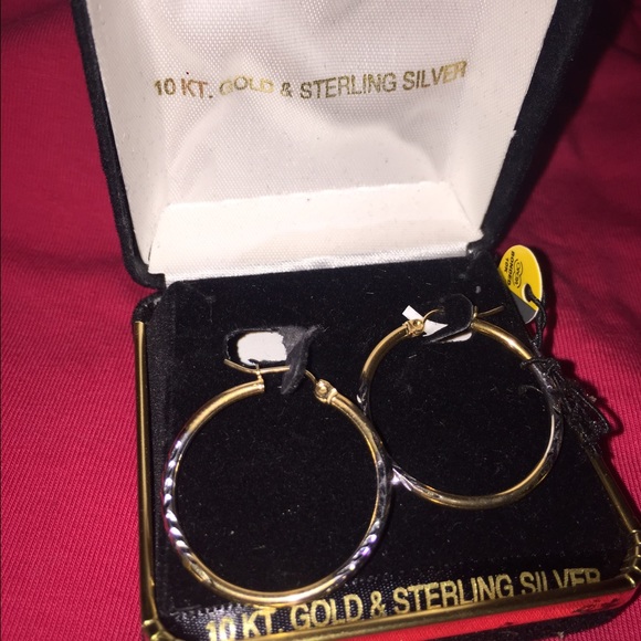 10kt and Sterling Silver hoops