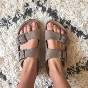 Grey suede Birkenstocks