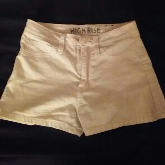 White jean high rise shorts