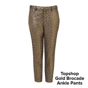 Topshop Metallic Gold Brocade Ankle Pants