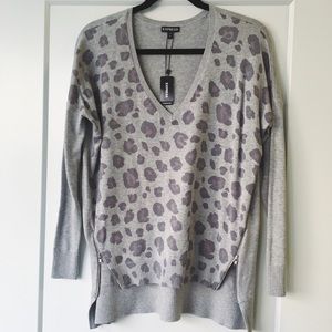 Express Grey Animal Print Sweater