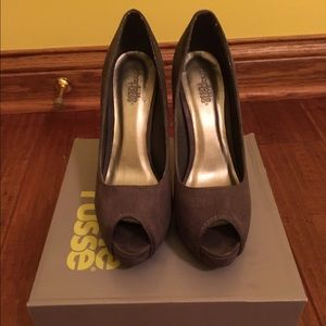 Grey Charlotte Russe faux suede pumps