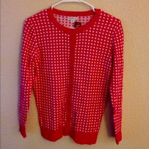 Pink and white polka dot cardigan
