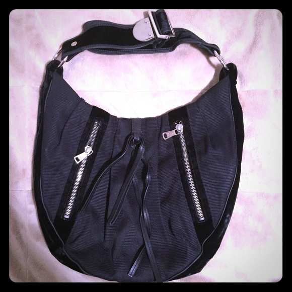 Yves Saint Laurent velvet/canvas shoulder bag