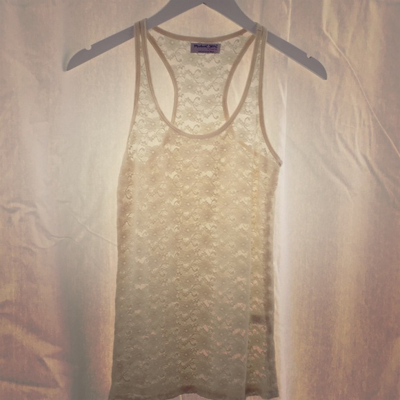 Michael Stars Cream Colored Lace Sheer Tank