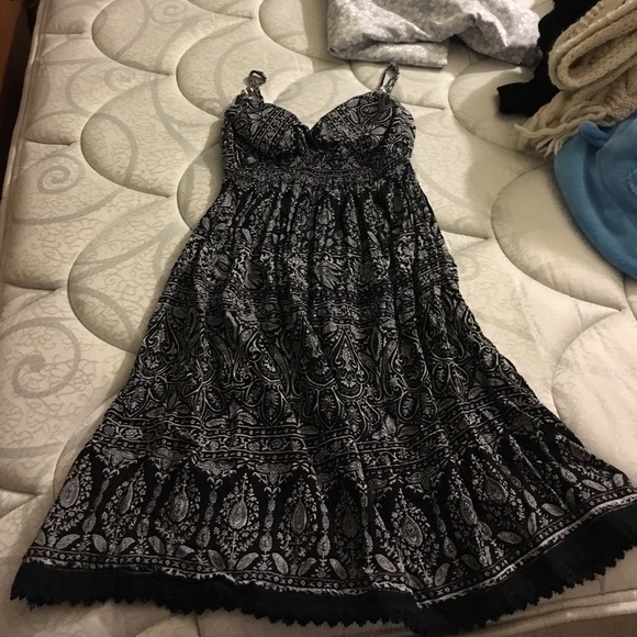 Thin strap black and white dress