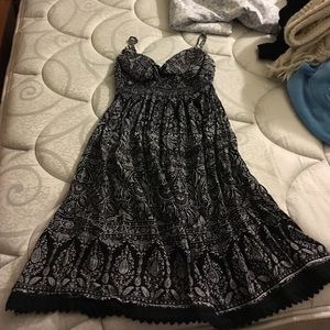 Thin strap black and white dress