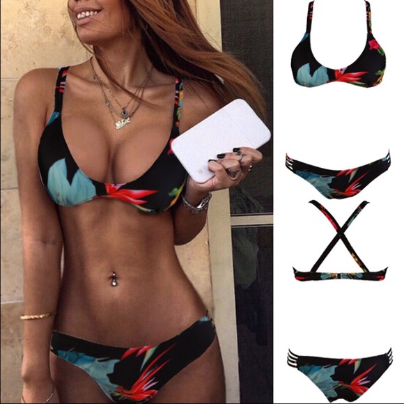 Nasty Gal Other - Tropical sexy Strappy bikini set