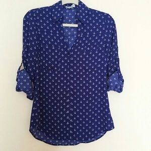Express portofino anchor blouse size L