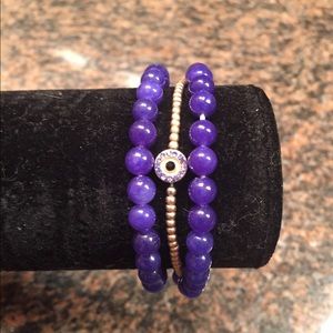 3 bracelets. Purple beads and petite gold. New NWT
