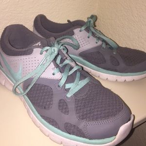 grey and mint blue/green nikes