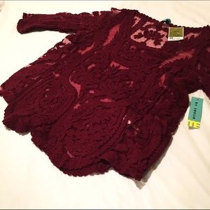 NWT - Maroon Lace Top - Medium