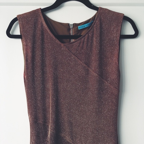 Alice + Olivia Brown Shimmer Cocktail Dress