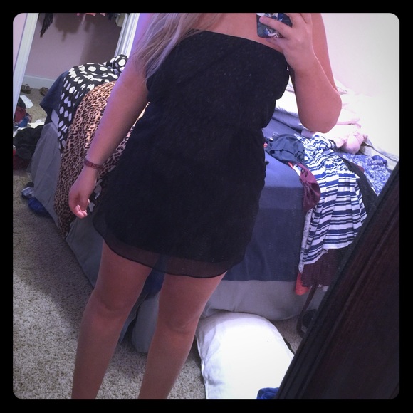 EXPRESS SIZE M MINI BLACK STRAPLESS DRESS - Picture 1 of 2