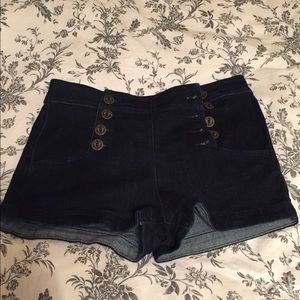 Express nautical buttons high rise shorts