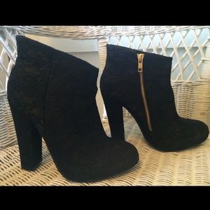 Black, Lace Heels / Boots / Booties