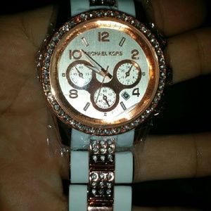 Authentic Michael Kors Rose Gold and white watch