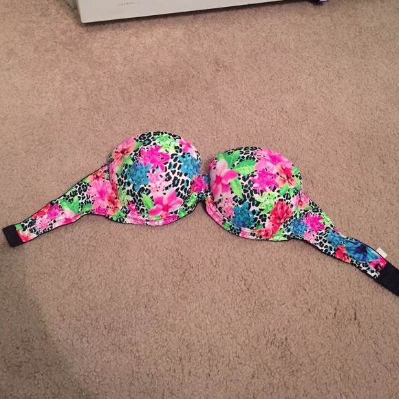 Vibrant floral strapless push up bra by PINK