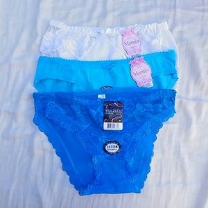 1 white 1 light blue 1 dark blue panties