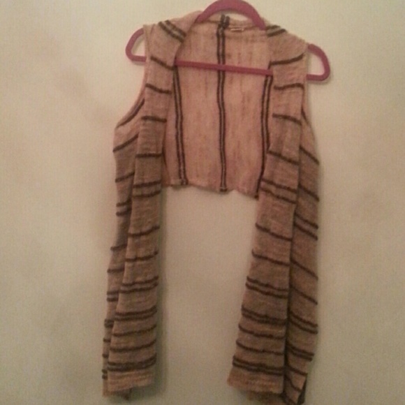 Pink and brown knit waterfall vest - Picture 1 of 3