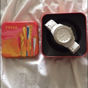 White Fossil Watch