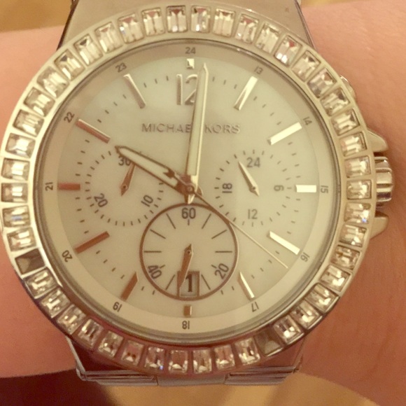 Michael Kors silver with diamonds watch!