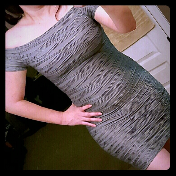 Grey/silver tight ribbed cocktail dress