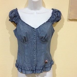 Guess jeans blue  lace closure back corset top