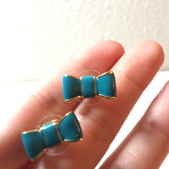 Kate Spade teal "take-a-bow" earrings