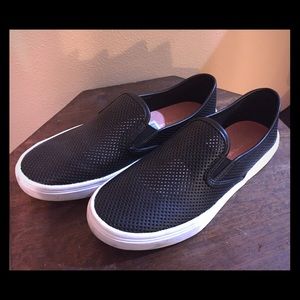 Black Perforated Slip-On Sneakers
