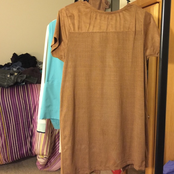 Camel colored airy thin suede top